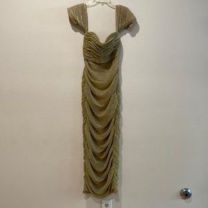 Gold Off the Shoulder Dress